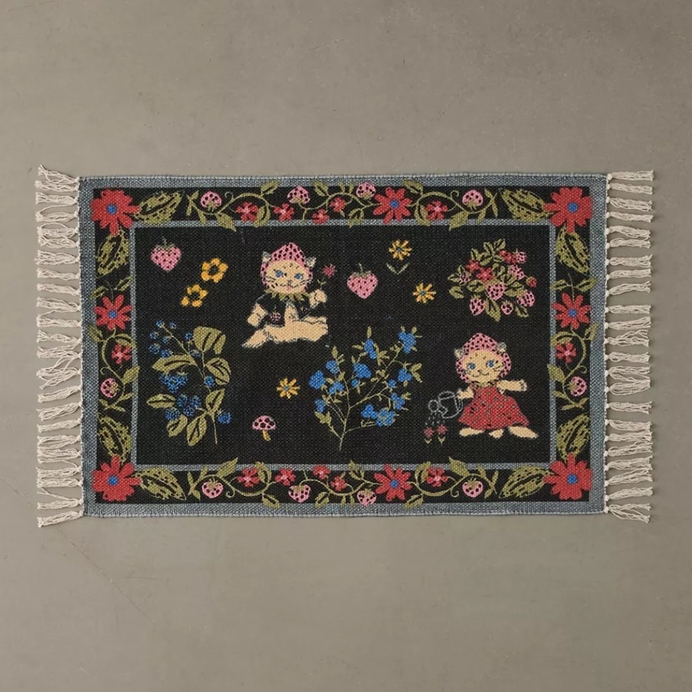 Strawberry Kitty Printed Rug